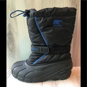 Black & Blue Youth Sorel Flurry Snow Boots Size 4